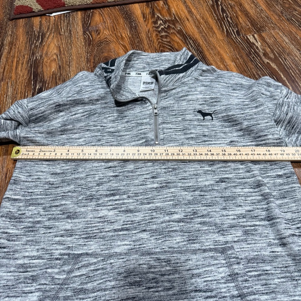 Victoria's Secret PINK Women’s Size S Gray Pullover 1/4 Zip Sweater Shirt Top - Picture 4 of 7